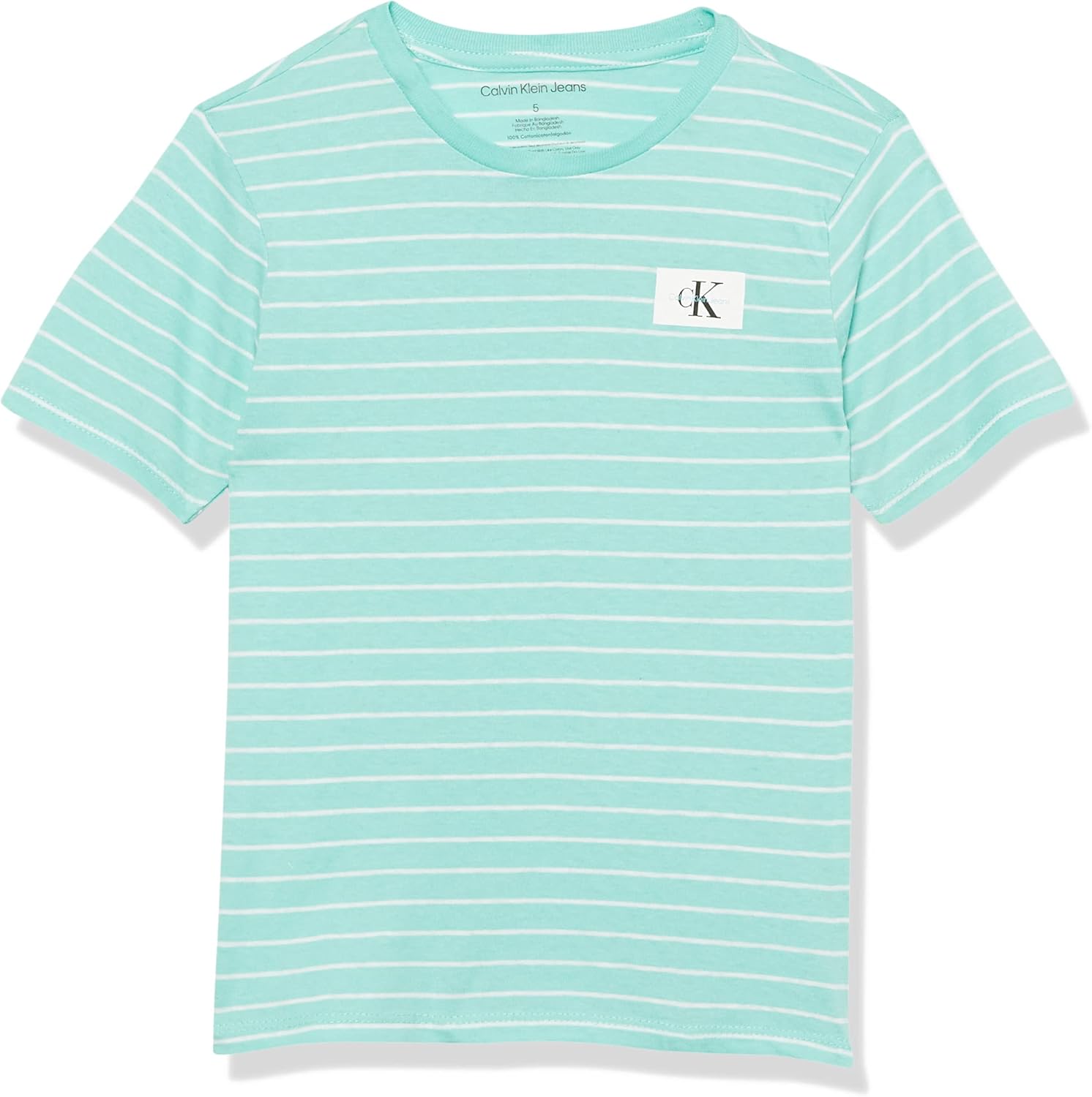 Calvin Klein Boys' Short Sleeve Stripe Crew Neck
